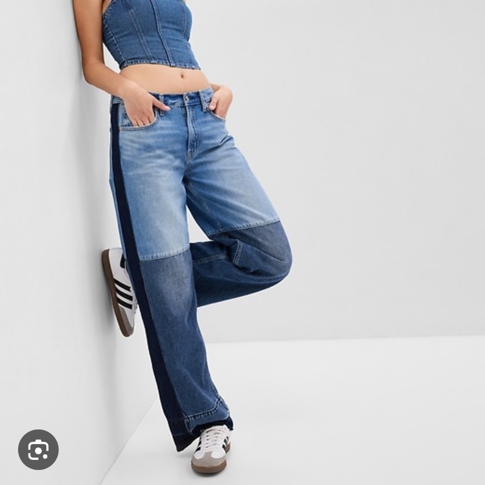 GAP Women's Low Rise Patchwork Baggy Jeans